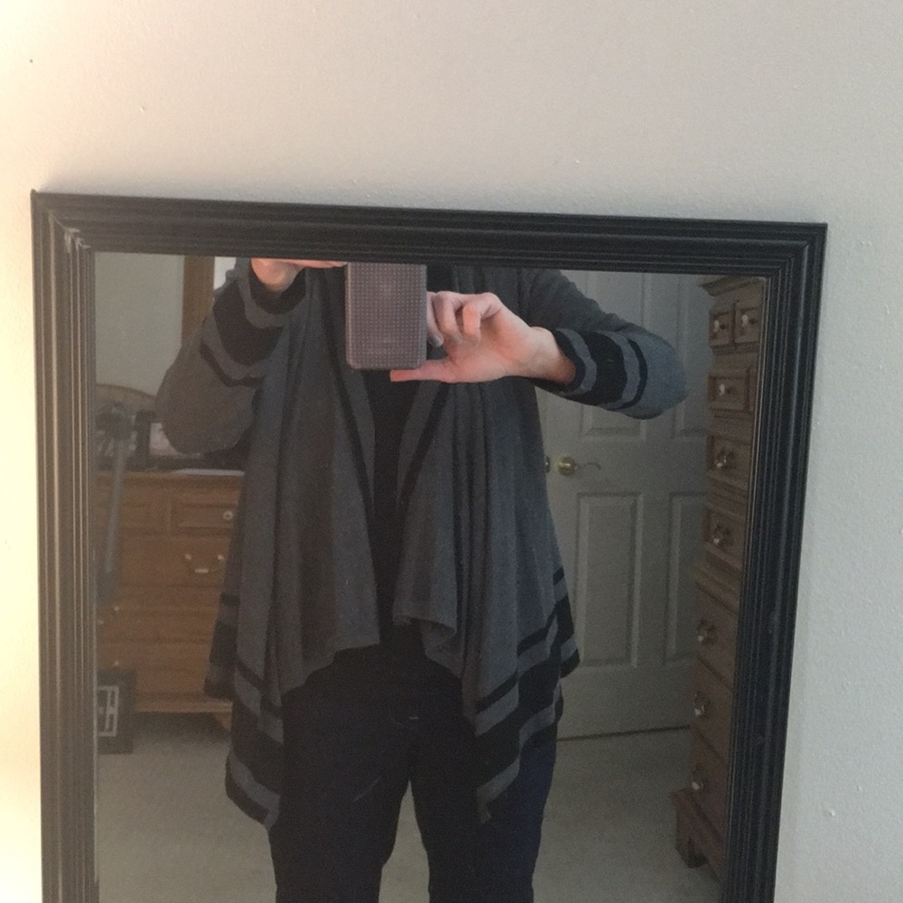 Charcoal gray & black cardigan